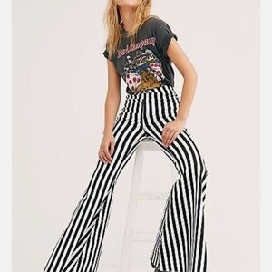 We The Free Monochrome Striped Flare Pants